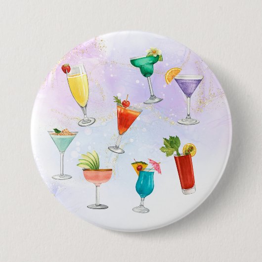 Bright regenboog cocktail party leuke drinken ronde button 7,6 cm (Voorkant)