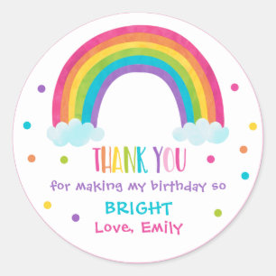 Bright regenboogfeest cadeautje ronde sticker