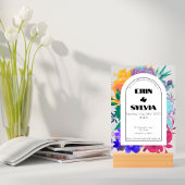 Bright regenboogFloral bruiloft Kaart