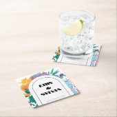 Bright regenboogFloral bruiloft Vierkante Kartonnen Onderzetter (Insitu)