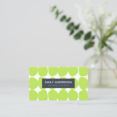 BRIGHT RETRO BIG HAND DRAAGT LIME GROEN POLKA DOTS VISITEKAARTJE (Staand voorkant)