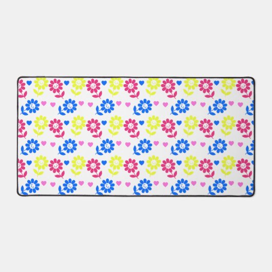 Bright Retro Floral Pattern avec Coeurs (Recto)