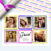 Bright Retro Grad Photo Collage Frames Graduation  Aankondiging