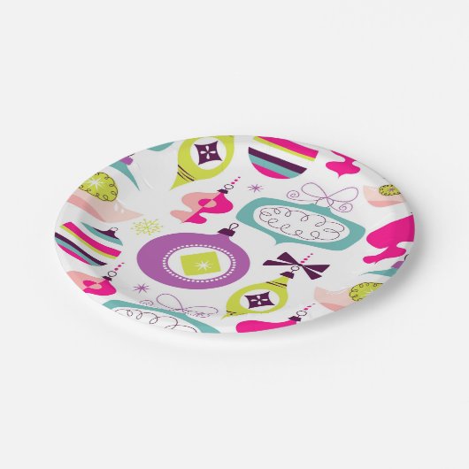 Bright Retro kerstversieringen Papieren Bordje (Gekanteld)