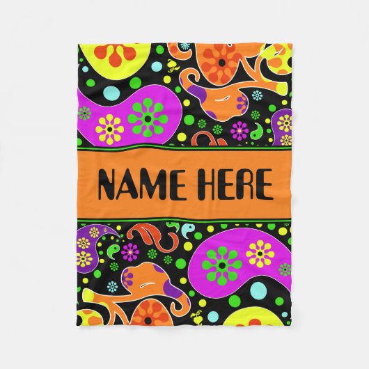 Bright Retro Paisley Patroon Aangepaste Naam Deken (Voorkant)