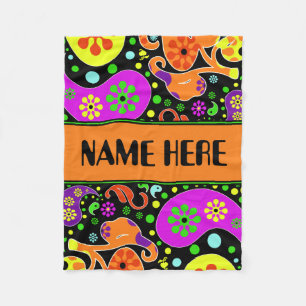 Bright Retro Paisley Pattern - Aangepaste naam: Bl Fleece Deken