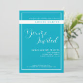 Bright Rich Sky Blue Custom Invitation d'anniversa (Debout devant)