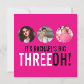 Bright rose 30th THREEOH! photo invitation d'anniv (Devant)