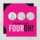 Bright rose 40th FOUROH! photo invitation d'annive (Devant / Derrière)