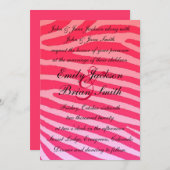 Bright rose neon zebra rayures invitations mariage (Devant / Derrière)