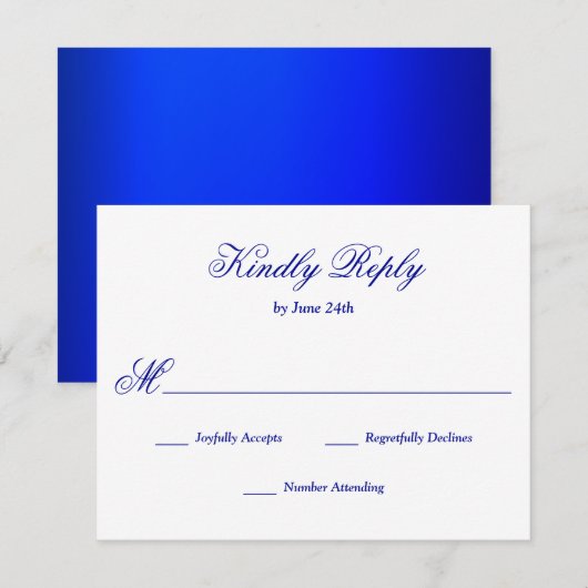Bright Royal Blue RSVP Kaartje (Voorkant / Achterkant)