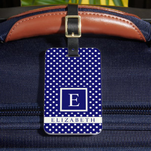 Bright Royal Blue White Polka Dot Bagagelabel