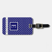 Bright Royal Blue White Polka Dot Bagagelabel (Voorkant horizontaal)