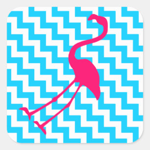 Bright roze flamingo vierkante sticker