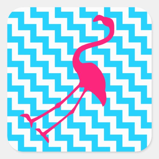 Bright roze flamingo vierkante sticker (Voorkant)