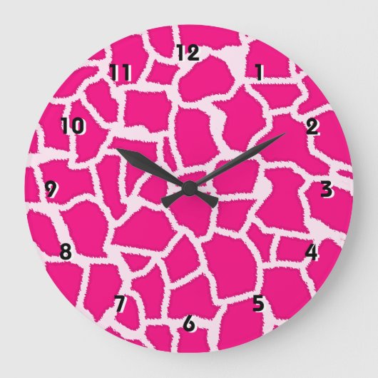 Bright roze Giraffe - Dierenafdrukken Grote Klok (Voorkant)