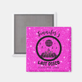 Bright roze glitter Disco Bachelorette Magneet (Voorkant / Achterkant)