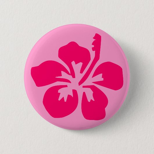 Bright Roze Hibiscus Ronde Button 5,7 Cm (Voorkant)