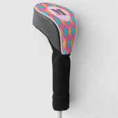 Bright Roze preppy argyle aangepaste monogram dame Golfheadcover (Schuin)