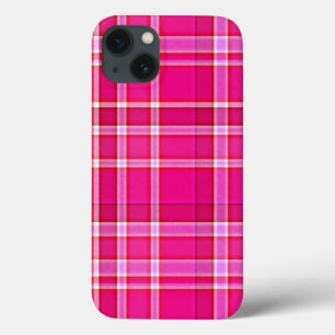 Bright Roze Pset Tartan iPhone 13 Hoesje