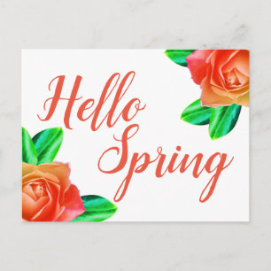 Bright roze rozen Hallo lente Briefkaart