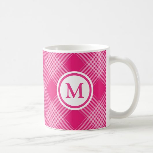 Bright roze speldenmonogram koffiemok (Rechts)