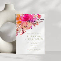 Bright roze Waterverf bloemenbruiloft wit