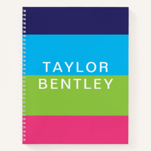 Bright Rugby Stripes Gepersonaliseerd spiraal Noti Notitieboek