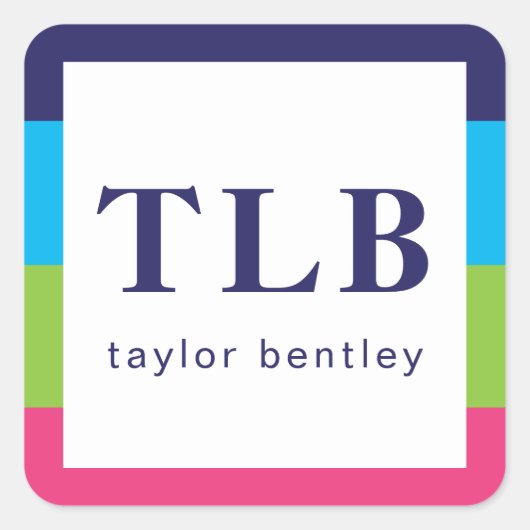 Bright Rugby Stripes Monogrammes Stickers (Devant)