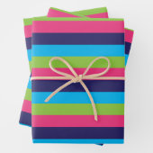 Bright Rugby Stripes Papier Enveloppement Cadeau (En situation)