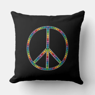 Bright Sapphire Jewel Gem Bling Diamond Peace Sign Kussen