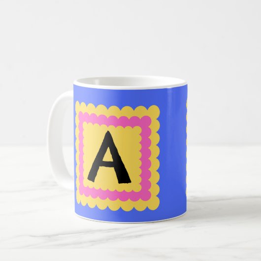 Bright Scalloped Alphabet Monogram initiaal Koffiemok (Voorkant links)