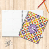 Bright School Plaid Monogramme Planner Purple