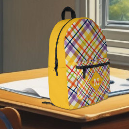 Bright School Plaid Yellow Monogram Bedrukte Rugzak