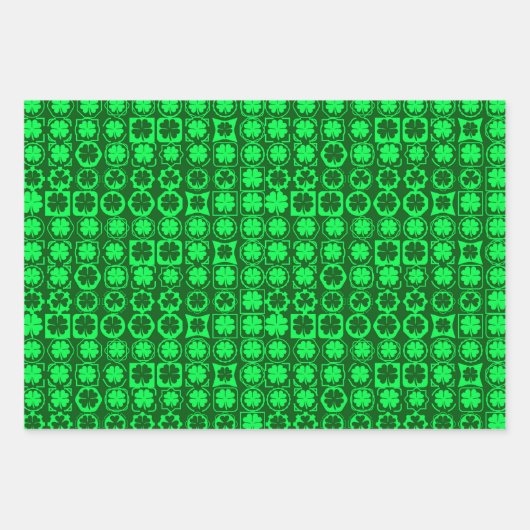 BRIGHT SHADES OF GREEN IRISH SHAMROCKS INPAKPAPIER VEL (Voorkant 3)