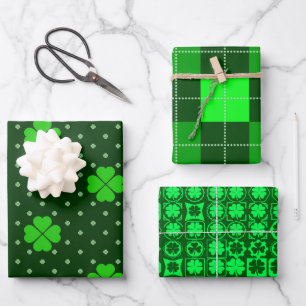 BRIGHT SHADES OF GREEN IRISH SHAMROCKS INPAKPAPIER VEL