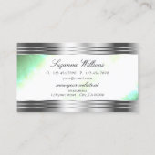 Bright Shimmery Mint en Silver Borders Innovatief Visitekaartje (Achterkant)