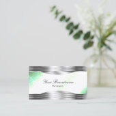 Bright Shimmery Mint en Silver Borders Innovatief Visitekaartje (Staand voorkant)