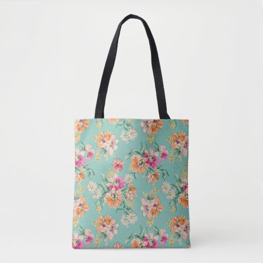 Bright Sketch Floral Pattern Draagtas (Voorkant)
