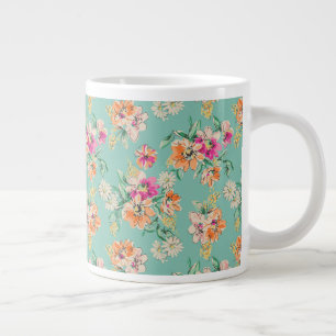 Bright Sketch Floral Pattern Extra Grote Beker