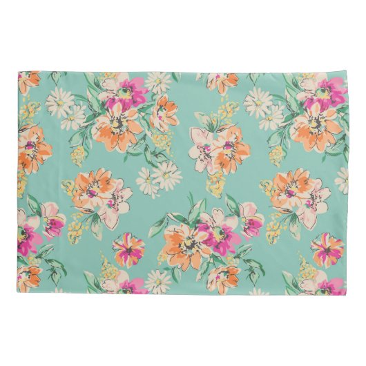 Bright Sketch Floral Pattern Kussensloop (Achterkant-Links)
