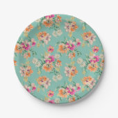 Bright Sketch Floral Pattern Papieren Bordje (Voorkant)