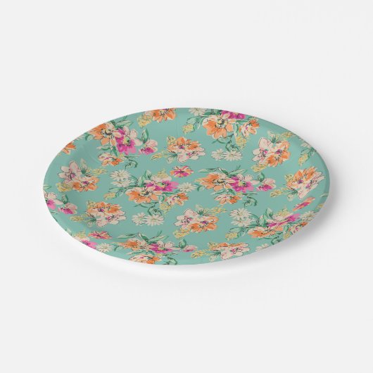 Bright Sketch Floral Pattern Papieren Bordje (Gekanteld)