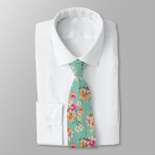 Bright Sketch Floral Pattern Stropdas (Gebonden)