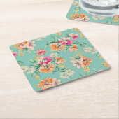 Bright Sketch Floral Pattern Vierkante Kartonnen Onderzetter (Schuin)