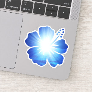 Bright Sky Blue Hibiscus Flower Sticker