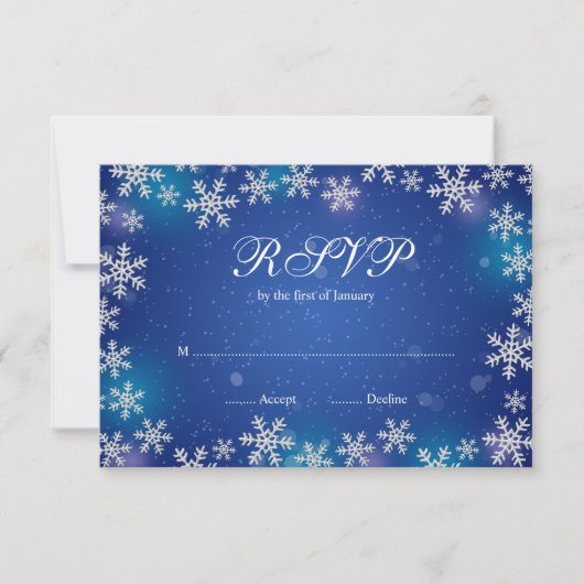 Bright Snowflakes Blue Winter RSVP (Voorkant)
