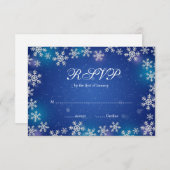 Bright Snowflakes Blue Winter RSVP (Voorkant / Achterkant)