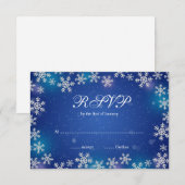 Bright Snowflakes Blue Winter RSVP Kaartje (Voorkant / Achterkant)