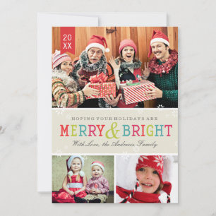 Bright Snowflakes Holiday-fotokaart Feestdagenkaart